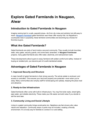 Explore Gated Farmlands in Naugaon, Alwar