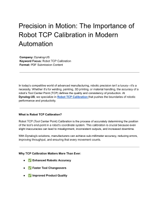 Precision in Motion_ The Importance of Robot TCP Calibration in Modern Automation