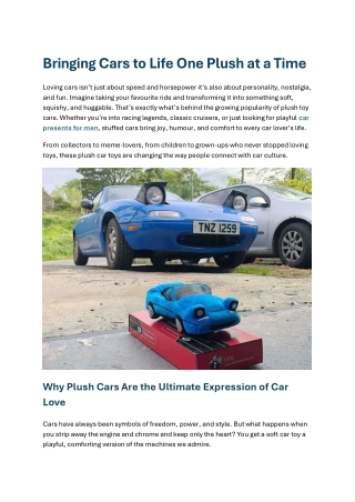 bringing cars to life one plush at a time