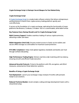 Crypto Exchange Script_ A Startup’s Secret Weapon for Fast Market Entry