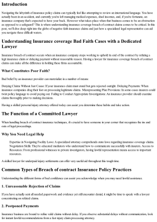 Recognizing Insurance Policy Breach Of Contract Cases with a Committed Attorney