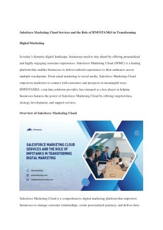 Salesforce Marketing Cloud Services and the Role of IINFOTANKS in Transforming Digital Marketing