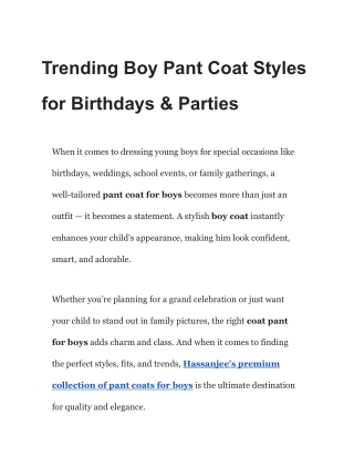 Trending Boy Pant Coat Styles for Birthdays & Parties