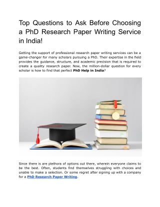 Top Questions to Ask Before Choosing a PhD Research Paper Writing Service in India!