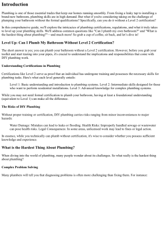 **Level Up: Can I Plumb My Bathroom Without Level 2 Certification?**