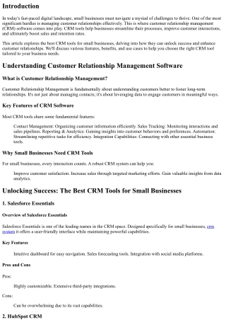 Unlocking Success: The Best CRM Tools for Small Businesses to Enhance Customer R