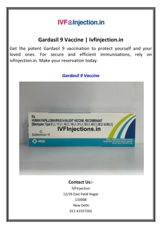Gardasil 9 Vaccine  Ivfinjection.in