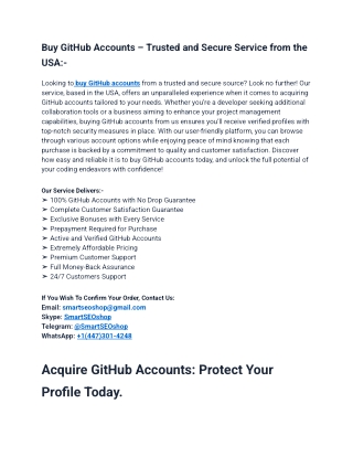 Top 2.1 Sites To Buy GitHub Accounts in USA