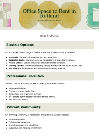 Explore Premium Office Space to Rent in Rutland – Hub and Spoke