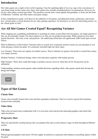 Are All Port Games Produced Equal? Comprehending Variation