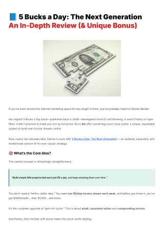 5 Bucks a Day - The Next Generation - An In-Depth Review (& Unique Bonus)