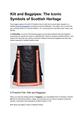 Kilt and Bagpipes_ The Iconic Symbols of Scottish Heritage