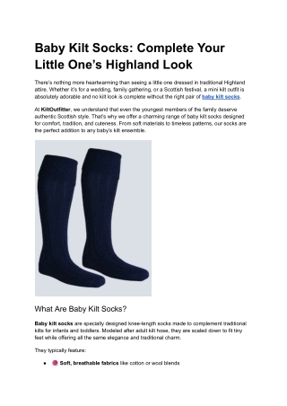Baby Kilt Socks_ Complete Your Little One’s Highland Look