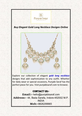 Buy Elegant Gold Long Necklace Designs Online