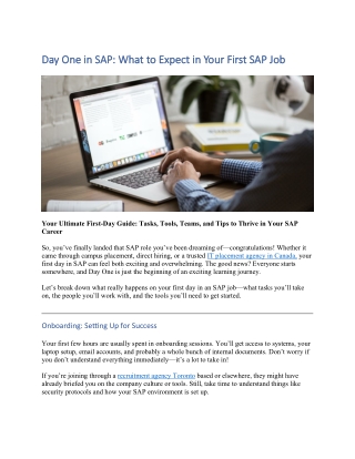 Day One in SAP- What to Expect in Your First SAP Job