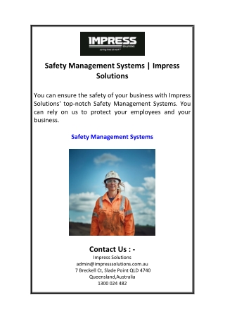 safety management systems impress solutions