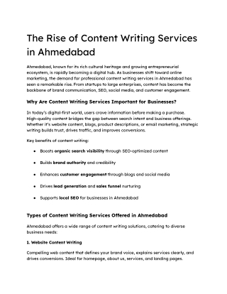 The Rise of Content Writing Services in Ahmedabad