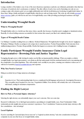 Relative Wrongful Death Case Legal Representative-- Browsing Sorrow and Justice