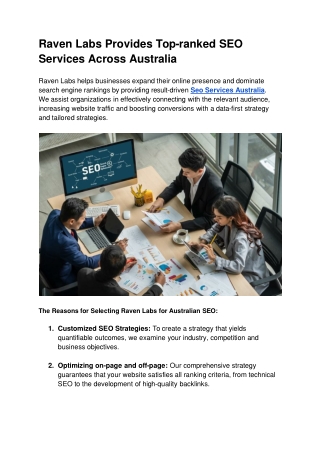 Raven Labs Provides Top-ranked SEO Services Across Australia