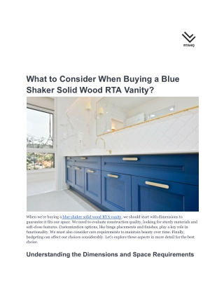 What to Consider When Buying a Blue Shaker Solid Wood RTA Vanity-RTAHQ