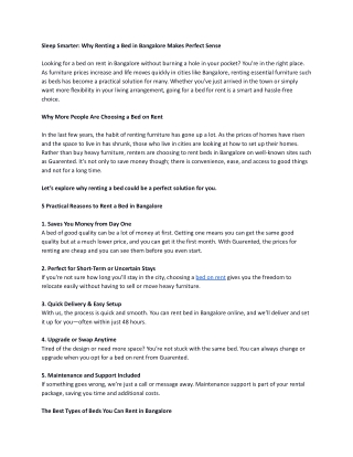 Sleep Smarter_ Why Renting a Bed in Bangalore Makes Perfect Sense