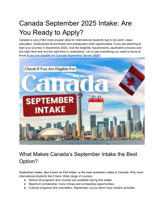 Canada September 2025 Intake_ Are You Ready to Apply