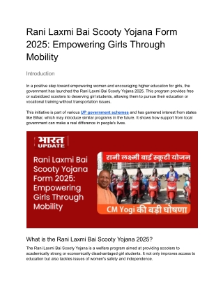 Rani Laxmi Bai Scooty Yojana Form 2025_ Empowering Girls Through Mobility