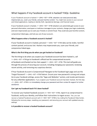 What happens if my Facebook account is hacked? FAQs: Guideline