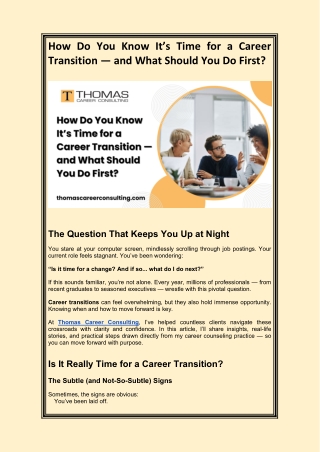 how do you know it s time for a career transition