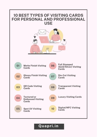 10 Best Types of Visiting Cards for Personal and Professional Use