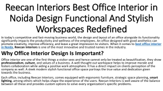 Best Office Interior in Noida Designs Tailored by Reecan Interiors