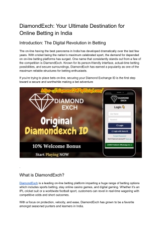 _DiamondExch_ Your Ultimate Destination for Online Betting in India