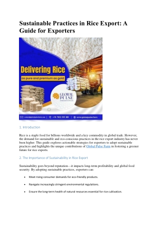 Sustainable practices in rice export