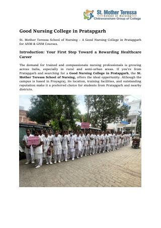 good nursing college in pratapgarh