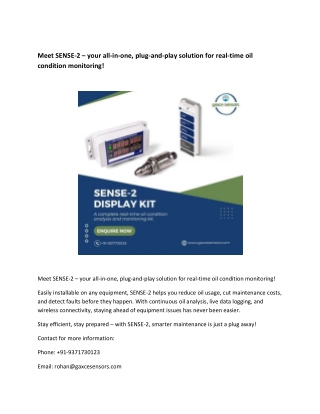Meet SENSE-2 – your all-in-one, plug-and-play solution for real-time oil condition monitoring