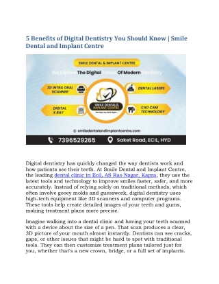 5 Benefits of Digital Dentistry You Should Know | Smile Dental & Implant Centre