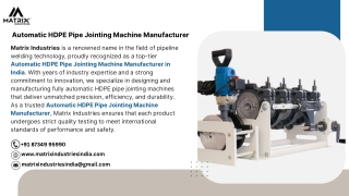 Automatic HDPE Pipe Jointing Machine Manufacturer
