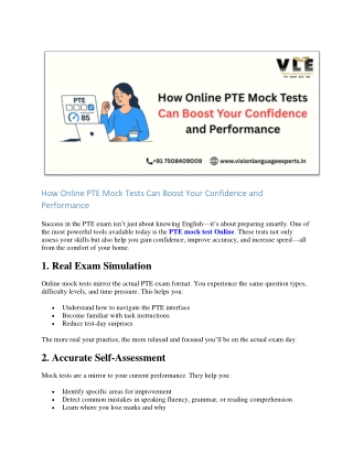 How Online PTE Mock Tests Can Boost Your Confidence and Performance