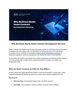 Why Business Needs Smart Contract Development Services