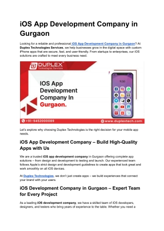 iOS App Development Company in Gurgaon