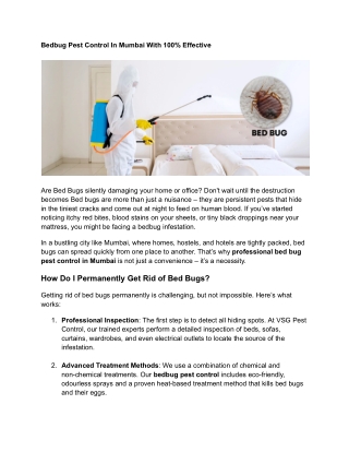 Bedbug Pest Control In Mumbai With 100% Effective (1)