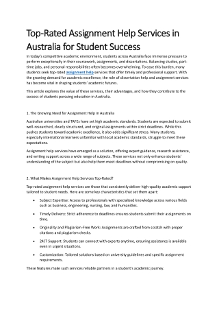 Top-Rated Assignment Help Services in Australia for Student Success