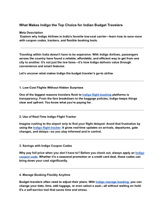 What Makes Indigo the Top Choice for Indian Budget Travelers