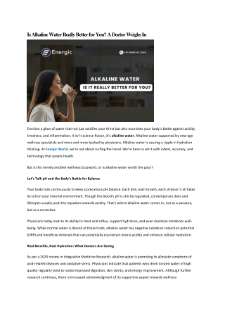 Is Alkaline Water Really Better for You -  What doctors said