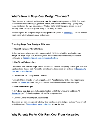 What’s New in Boys Coat Design This Year?