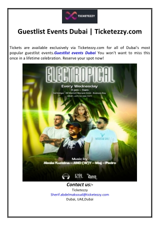 guestlist events dubai ticketezzy com