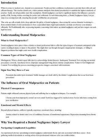 Oral Negligence Injury Legal Representative-- Securing People' Civil Liberties