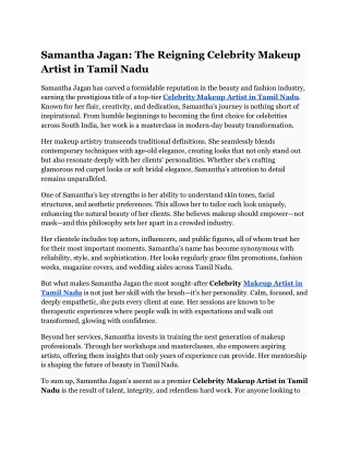 Samantha Jagan_ The Reigning Celebrity Makeup Artist in Tamil Nadu