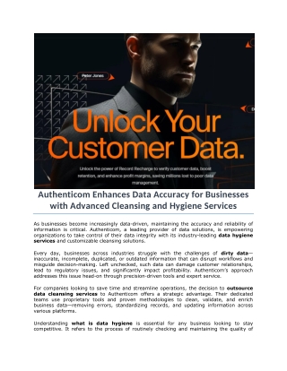 Authenticom Enhances Data Accuracy for Businesses with Advanced Cleansing and Hygiene Services