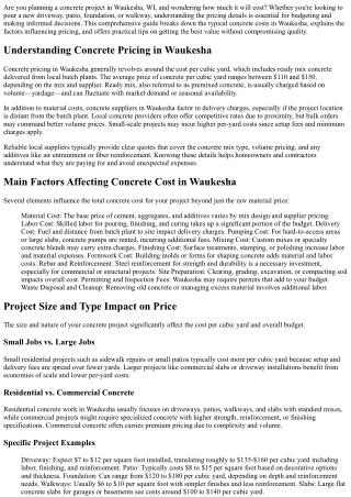 How Much Does Concrete Cost in Waukesha WI in 2025?